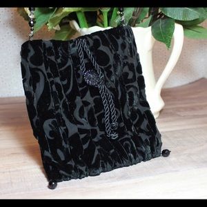 Vintage black velvet evening handbag